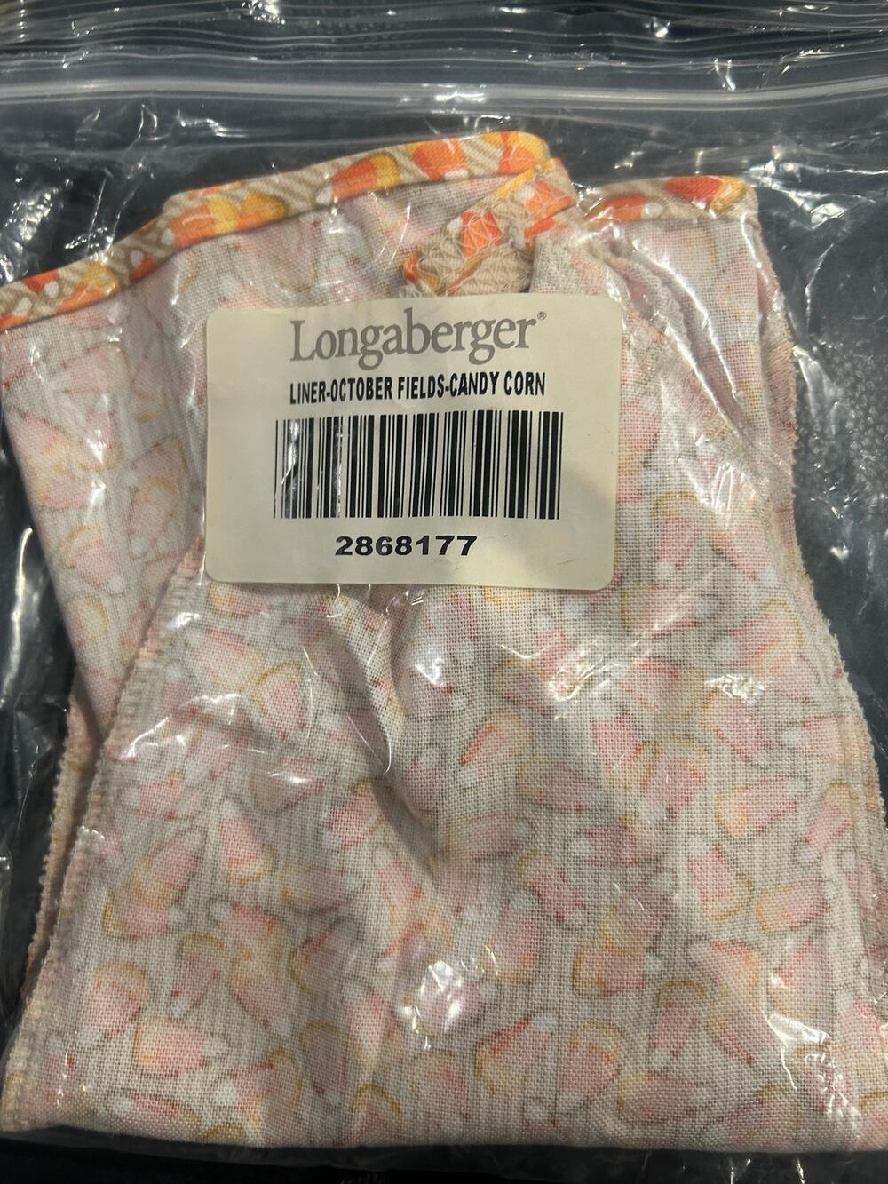 Longaberger October Fields Candy corn pumpkin basket liner NEW Halloween